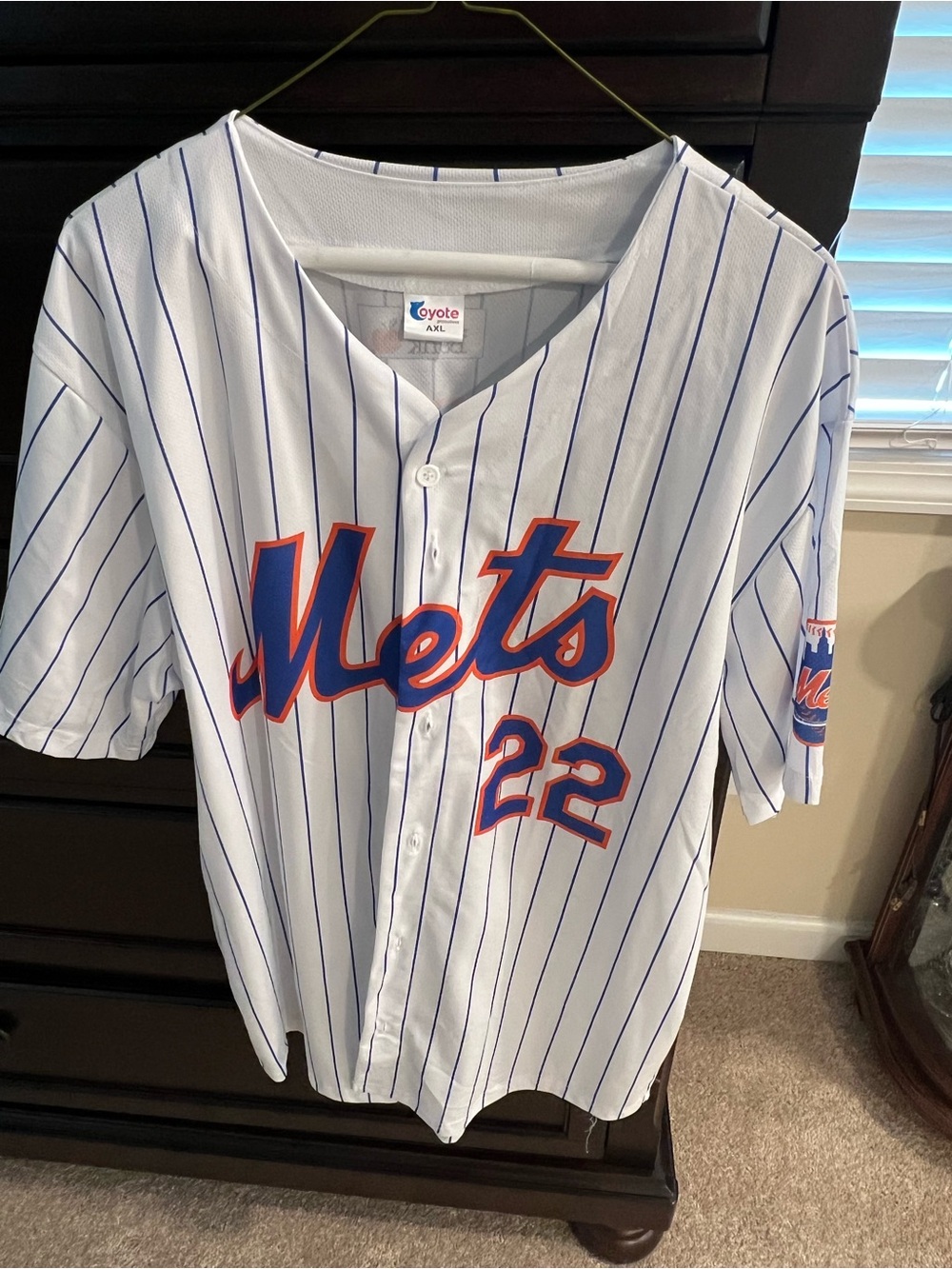 JUAN SOTO White & Blue Pinstripe Mets Jersey Shirt - Size  XL